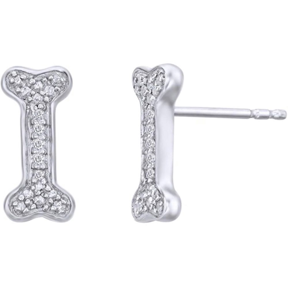 Natural Diamond Dog Bone Earrings